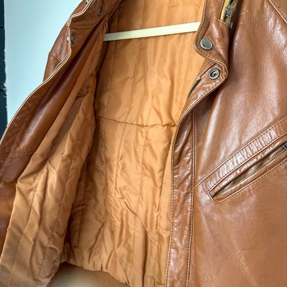 Retro Leather Jacket Brown 38  1960's-1970's Leather Coat - Picture 6 of 7